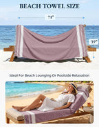 LANE LINEN Turkish Beach Towels, 2 Pack Extra Large Beach Towel, Pre-Washed for Soft Feel, Oversized Sand Free Quick-Dry Pool Towel, Beach Towels for Adults, 39"x71" - Wistful Mauve