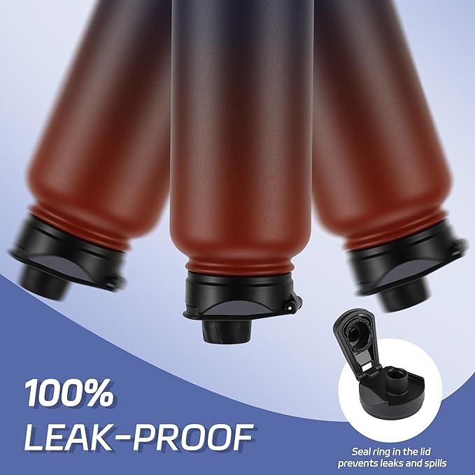 HASLE OUTFITTERS 32oz Stainless Steel Water Bottle, Vacuum Insulated Double Walled Leak Proof Sports Water Bottle with 2 Lids (Straw and Spout Lid) Thermo Mug Keep Cold and Hot(Ruby Purple Gradient,1)