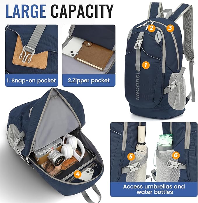 Hiking Backpack, 30L Lightweight Camping Water Resistant Large Hiking Bag Outdoor Travel Daypack for Men Wome