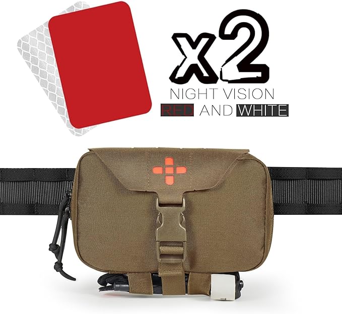 Ifak Pouch-Rapid Deployment Tactical MOLLE Trauma Kit Pouches, Quick Release Tear-Off Medical First Aid Kit Organiser with Red Immediate Identify for Emergency Surviva Activities.