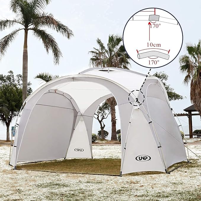 UNP Easy Beach Tent Pop Up Canopy UPF50+ Tent with Side Wall, Ground Pegs, and Stability Poles, Sun Shelter Rainproof, Waterproof for Camping Trips, Backyard Fun, Party Or Picnics