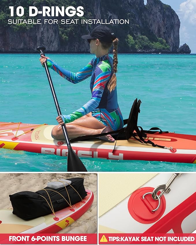 Bigfly Inflatable Stand Up Paddle Board 11’*34”*6”, Blow Up Paddle Board for Adults,with Detachable Fins, Pump, Floating Paddle, Safety Leash,Backpack