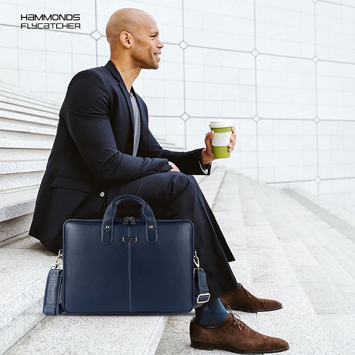 HAMMONDS FLYCATCHER Genuine Leather Laptop Bag for Men, Padded 15.6" Laptop Sleeve, Leather Messenger Bag for Men Briefcases