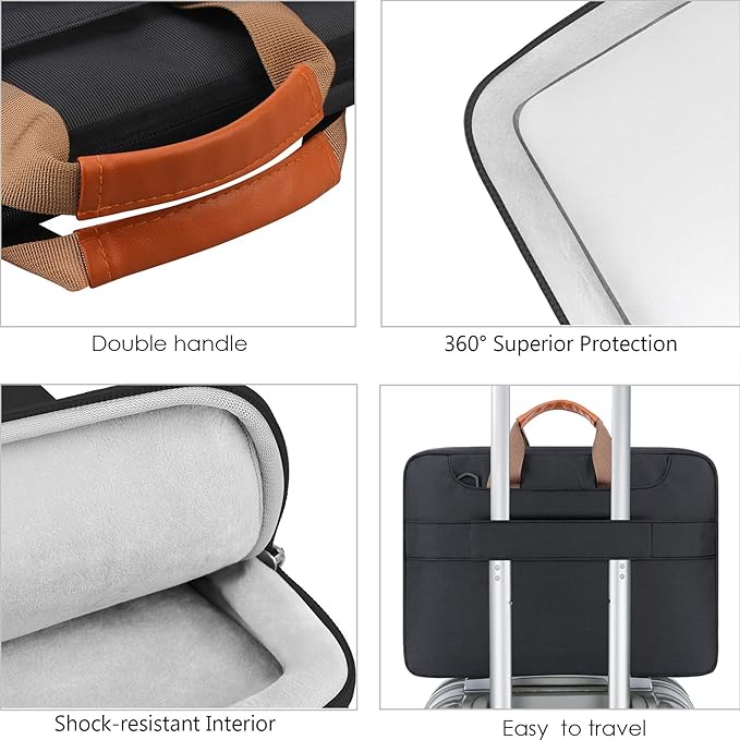 Lacdo 360° Protective Laptop Shoulder Bag for 13 inch MacBook Air M5 A3449 (2026), M4 A3240 2025, M3 A3113, M2 A2681, M1 A2337 A2179 A1932, 13 inch MacBook Neo A18 Pro A3404 (2026) Computer Bag, Black
