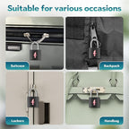 2 Pack TSA Approved Luggage Locks with Key - Neon Square Black for Suitcase Backpack Carry-On & Laptop Bag Travel Security