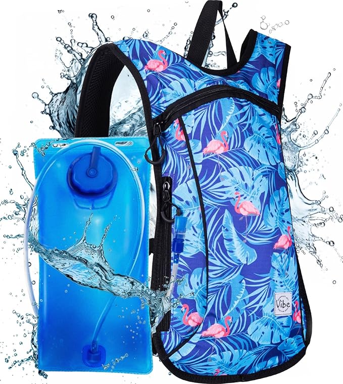 Vibe Festival Gear Hydration Pack Backpack with 2L Water Bladder for Women, Men, Teens, Kids - Hydropack Hydro Sports, Outdoor, Running, Camping, Hiking, Festivals, Raves