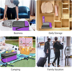 BAGAIL 4 Set/6 Set/8 Set Compression Packing Cubes Travel Accessories Expandable Packing Organizers(Purple HalfMesh 6 Set)