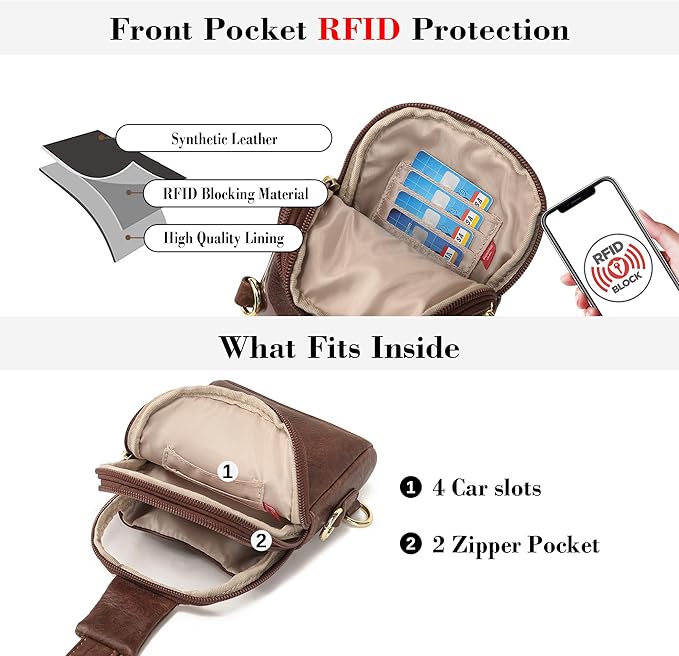 INICAT Sling Bag for Women Touchscreen Small Crossbody Cell Phone Purse Fanny Pack