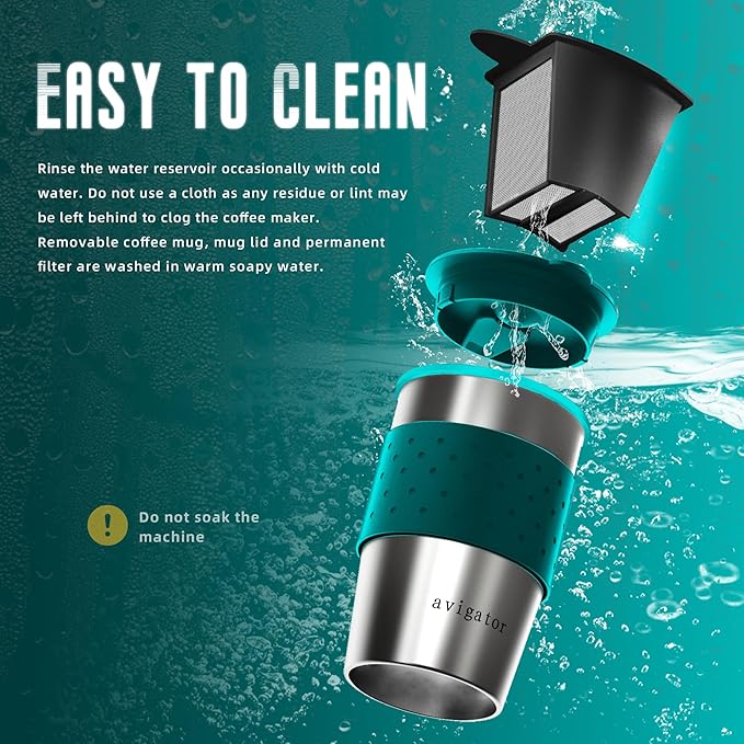 Portable Coffee Maker for Travel Camping Car, Ground Coffee Machine Single Serve with 10 oz Travel Mug for Traveling, RV, Office, Home and Dorm, 12V, Green