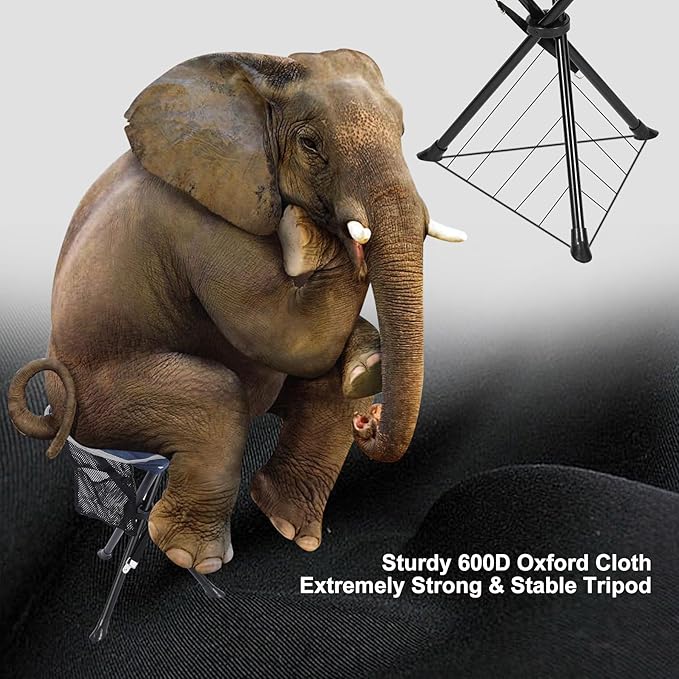 REDCAMP Folding Camping Chair for Spectator Portable, Lightweight 3 Legged Tripod Camping Stools for Adults Fishing Backpacking Hunting, 17 Inch Tall, Blue