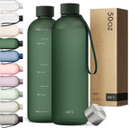 KIVY Large Water Bottle 50oz [Lightweight & Shatterproof] Fits Backpack & Cupholder for Travel, Sports, School - Extra large water bottle no straw - 1.5 Liter water bottles - 50oz Water bottle Green