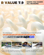 KingCamp Self Inflating Sleeping Pad, R 7.9 Air & Foam Camping Mattress 2 Person, 3" Thick Full Size Double Sleeping Pad with Pump Sack for Camp Tent Outdoor Car, PVC Free (Grey)