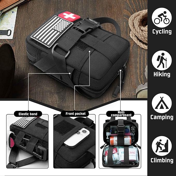 Upgrade Molle Rip Away Ifak Pouch, Tactical Small Belt First Aid Pouch Medical Utility EMT Pouch Only