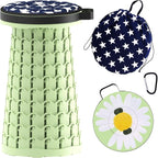 ALEVMOOM Upgraded Telescoping Collapsible Stool with Cushion, Folding Stool with Printing Portable Retractable Foldable Seat Max Load 600lbs for Adults Camping Fishing Outdoor