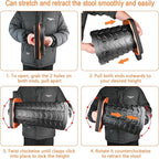 Boreeman Upgraded Collapsible Stool, Square Portable Stool, Lightweight Yet More Sturdy with Load Capacity 400lbs, Perfect for Camping Fishing Hiking BBQ (Square Orange)