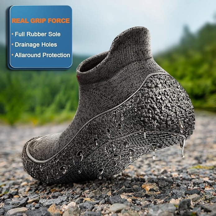 BULLIANT Men Slipper Socks,Grip Socks Hiking Water Shoes Barefoot Shoes for Outdoor Walking Exercises