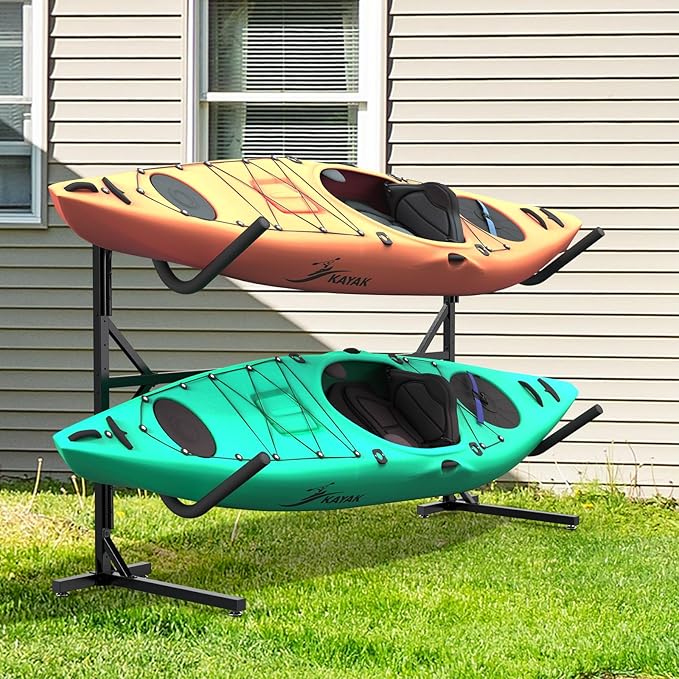 Kayak Rack for Outdoor Storage, Kayak Storage Rack, Adjustable Freestanding Kayak Rack Stand Holder for Paddleboard Surfboard for Indoor, Outdoor
