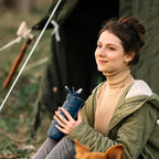 IDEUS Insulated Stainless Steel Water Bottle with 2 Leak-Proof Lids, Thermal Water Flask for Hiking Biking, 18oz, Navy Blue