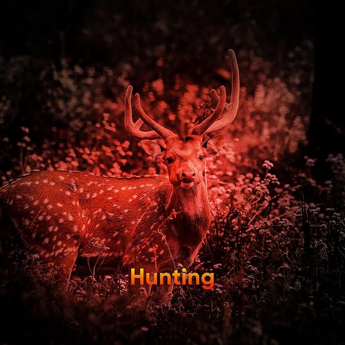 WINDFIRE Red Light Headlamp, Rechargeable Red Hunting Lights Headlight with 3 Lighting Modes, Zoomable, IPX4 Water Resistance Red Coyote Predator Light for Astronomy, Stargazing, Night Observation