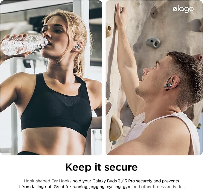 elago Ear Hooks Designed for Samsung Galaxy Buds 3 &Galaxy Buds 3 Pro Earbuds Accessories, Anti-Slip, Ergonomic Design, Comfortable Fit (White)