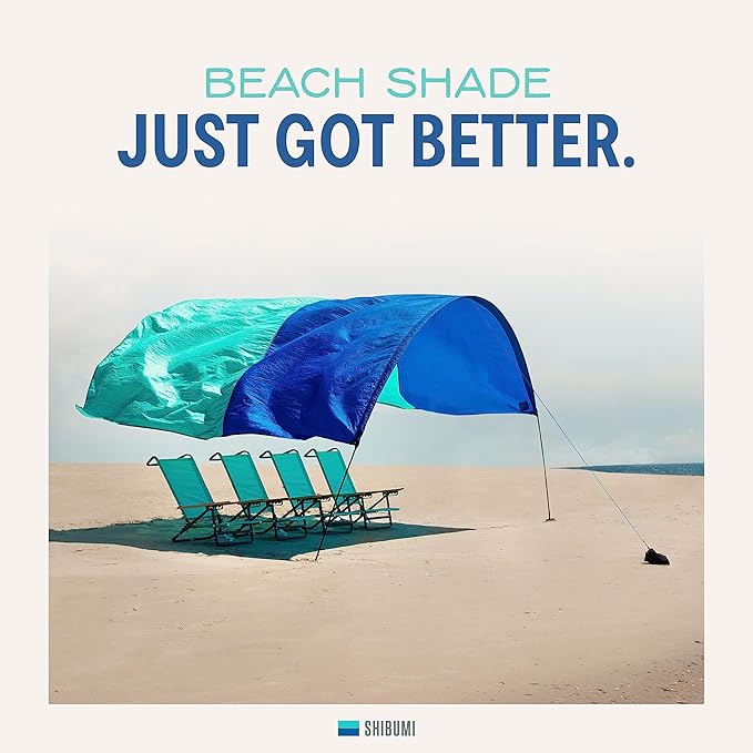 Shibumi Shade® (Previous Generation) - World's Best Beach Shade. The Original Wind Powered® Beach Shade. Lightweight, Easy to Set up and Great for Groups up to 8 People