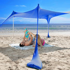 SUN NINJA Beach Tent Sun Shelter UPF50+ - Easy Pop Up Beach Canopy - Outdoor Shade for Camping Trips, Fishing, Backyard Fun Picnics - Sand Shovel, Ground Pegs & Stability Poles
