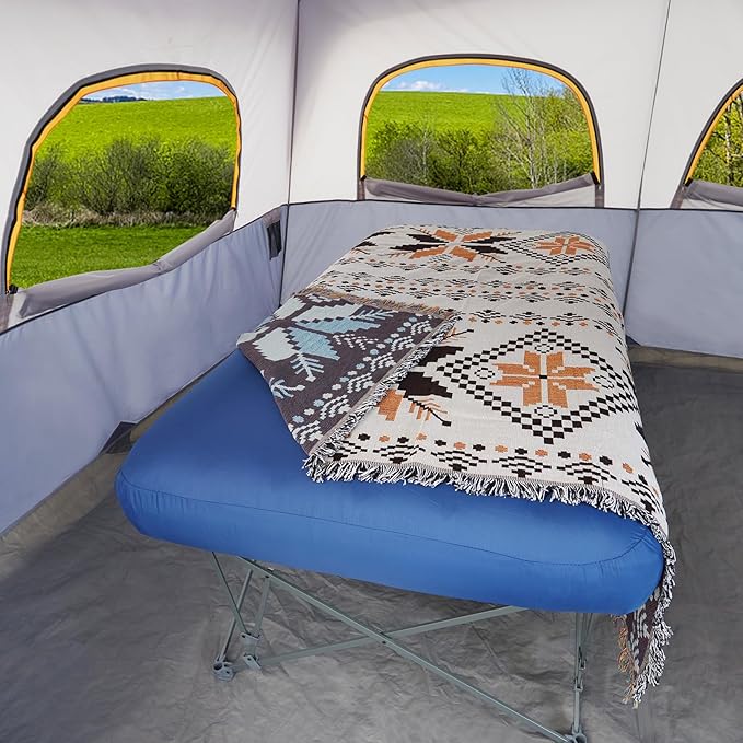 KAMPKEEPER Camping Cot,Camping Cots for Adults,Folding Camping Cot with Inflatable Air Mattress and Carry Bag,for Outdoor Travel Camp Beach Vacation (not Included The Airpump)