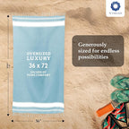 Cotton Turkish Beach Towel with Towels Oversized 36"x72" Pool Absorbent Extra Large Quick Dry Sand Travel Towel (Aqua Blue, 2 Pack)