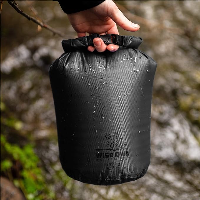 Wise Owl Outfitters Waterproof Dry Bag 3-Pack – Lightweight & Airtight 5L/10L/20L Small & Large Dry Bags for Kayaking, Beach, Travel, Boating, Hiking