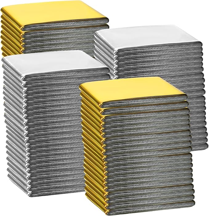 Macarrie 100 Pack Emergency Thermal Blankets Silver Foil Survival Blanket Kit for Outdoors, Camping, Hiking, Homeless, First Aid