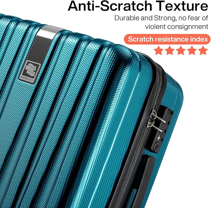 Hanke 20 Inch Carry On Luggage 22x14x9 Airline Approved Lightweight PC Hard Shell Suitcases with Wheels Travel Luggage Rolling Suitcase Travel Luggage Bag Christmas Gifts for Birthday(Caribbean Blue)
