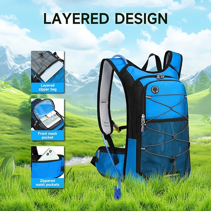 Hydration Backpack Hiking Backpack with Water Bladder Lightweight Insulation Hydration Pack Water Backpack for Hiking Cycling Running Festival Camping for Men Women