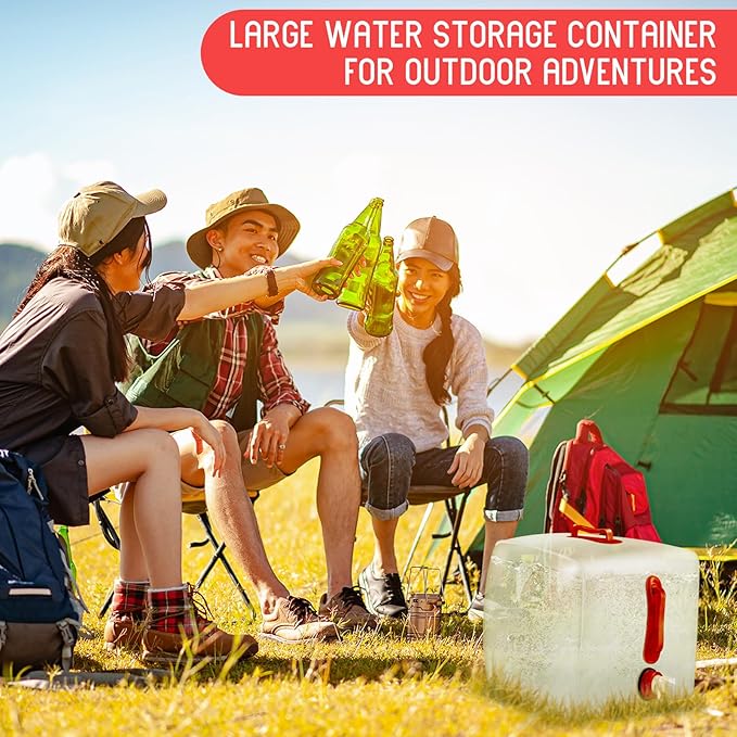 3 Pack Collapsible Water Container with Spigot, Foldable Camping Water Container Portable Camping Storage Carrier Jug for Outdoors Hiking Emergency Kit Backpack (5.3 Gallon,Red,3 Pcs)