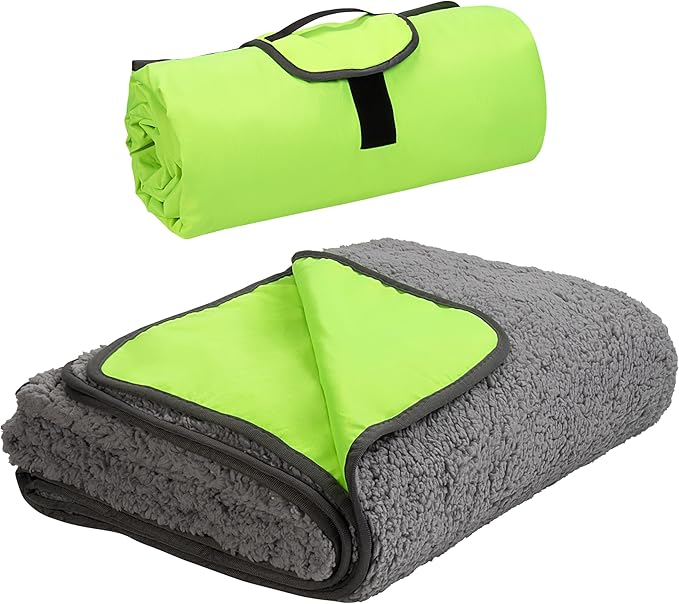 Tirrinia Large Waterproof Outdoor Blanket, Soft Warm Windproof Stadium Blanket with Sherpa Fleece and Foldable for Outdoor Sport, Baseball, Football, Beach, Concerts, Car