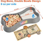 Lightweight Small Dog Puppy Cat Food and Water Bowls 6 oz Double Lght Gray Plastic Portable Outdoor Travel Dish (Light Gray)