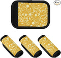 4 PC Luggage Handle Wrap Luggage Handle Covers Tags for Suitcase Bags Travel Luggage Handle Identifier Gripper Retro Yellow Floral