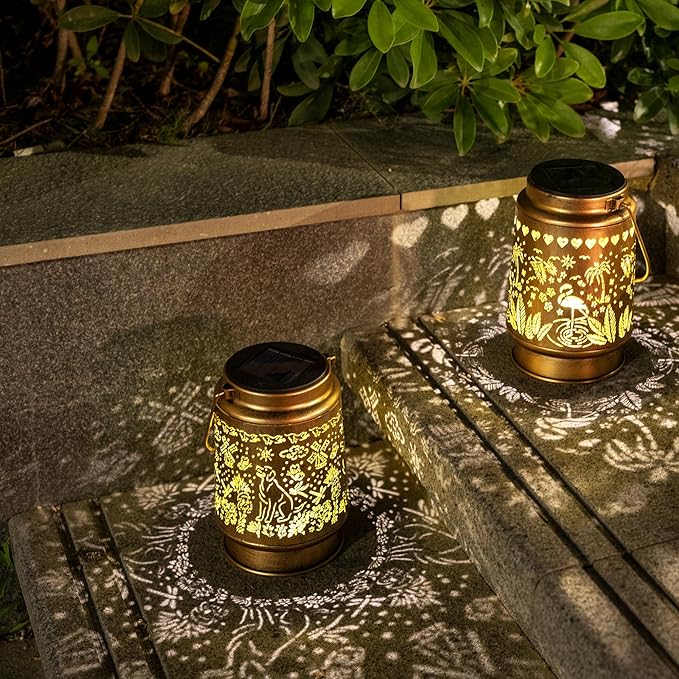 Lawn Social Solar Lanterns Outdoor Waterproof, Dog Metal Hanging Solar Lights for Outside, Garden Decor Birthday Gifts for Women Mom Grandma, Outdoor Lantern for Patio Yard Walkway Balcony Porch