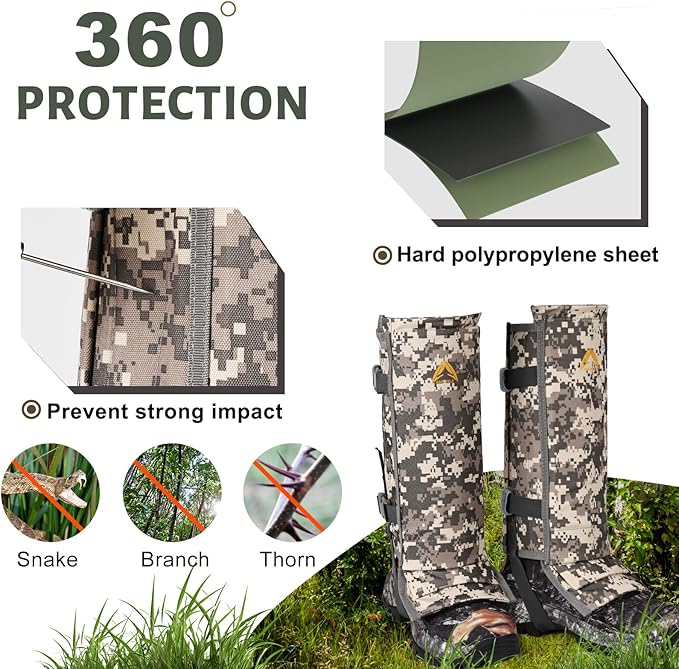 Snake Gaiters Adjustable Snake Bite Protection Waterproof Snake Guards 1000D Lower Legs Snake Proof Gaiters Snake Shoe Gaiters for Hunting Hiking Farm Work