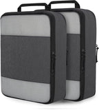 Compression Packing Cubes for Travel Essentials, 2 Set Expandable Compression Bags for Travel Packing Cubes for Suitcase Luggage Organizer Bags, Black Mesh