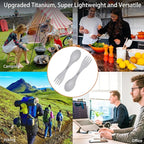 2 in 1 Titanium Spoon and Fork Combo Backpacking Utensils Lightweight Eco-Friendly Spork for Camping Backpacking Hiking Travel etc (2 Pack)