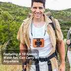 20000mAh Personal Waist Fan, USB Rechargeable Clip The Waist For Working,10 Speed & 40H Cooling and Heatstroke Prevention For Outdoor Travel Camping (K60-orange, 24000mAh)