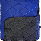 REDCAMP Large Outdoor Camping Blanket with Sherpa Lining, Waterproof and Windproof Cold Weather Blanket for Camping Stadium, Machine Washable 79"x 79" Blue