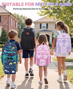 VASCHY Girl Kids Backpack & Lunch Bag Set, 2-in-1 School Bookbag with Insulated Lunch Box for Preschool, Daycare, Kindergarten & Elementary School – Pink Bow