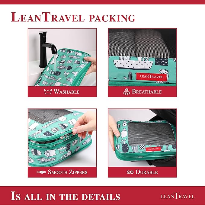 Compression Packing Cubes for Travel Organizers with Double Zipper, LeanTravel