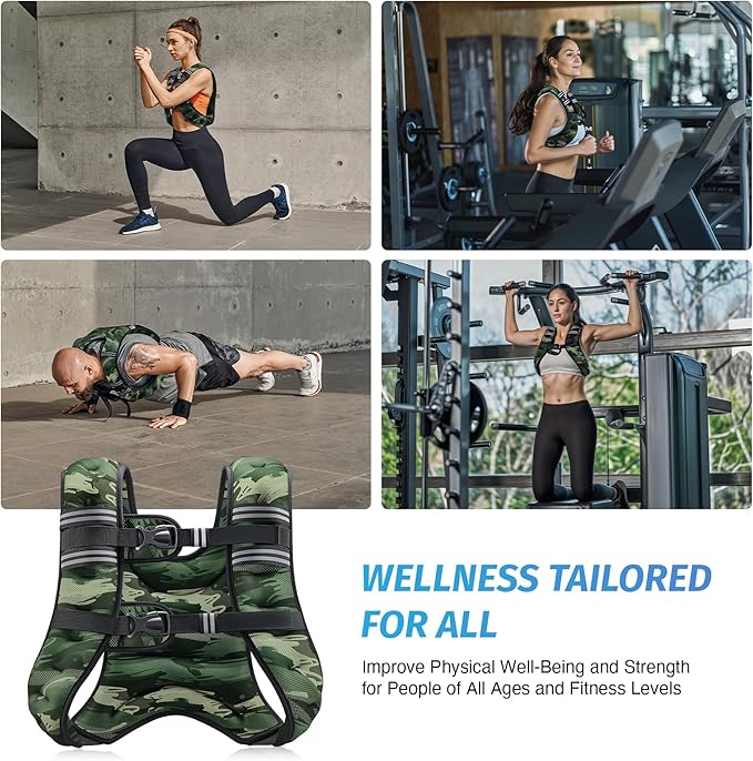 ZELUS Weighted Vest, 6lb/8lb/12lb/16lb/20lb/25lb/30lb Weight Vest with Reflective Stripe for Workout, Strength Training, Running, Fitness, Muscle Building, Weight Loss, Weightlifting