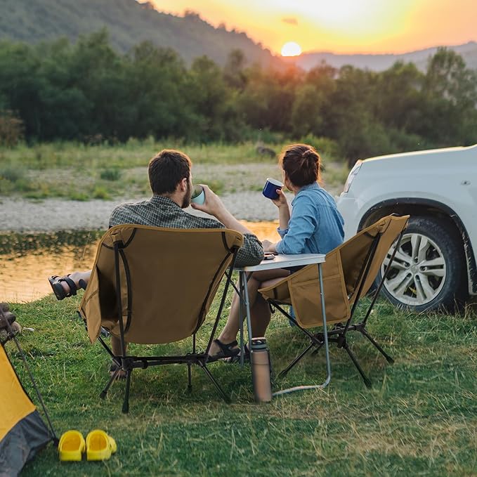 TOBTOS Portable Camping Chair, Support up to 330 LBS, Lightweight Folding Backpacking Chair for Outdoor Camp, Travel, Beach, Picnic, Hiking, Backpacking (Khaki)