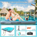 AWSUM Inflatable Floating Dock Air Dock Platform Floating Island Raft with None-Slip Surface for Pool Beach Ocean