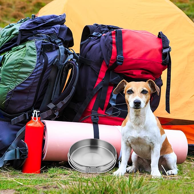 IMIKEYA Camping Cookware Pot, Portable Stainless Steel Camp Cook Pan, Lightweight Stackable Camping Pots for Outdoor Backpacking Hiking Picnic(5.82inch)