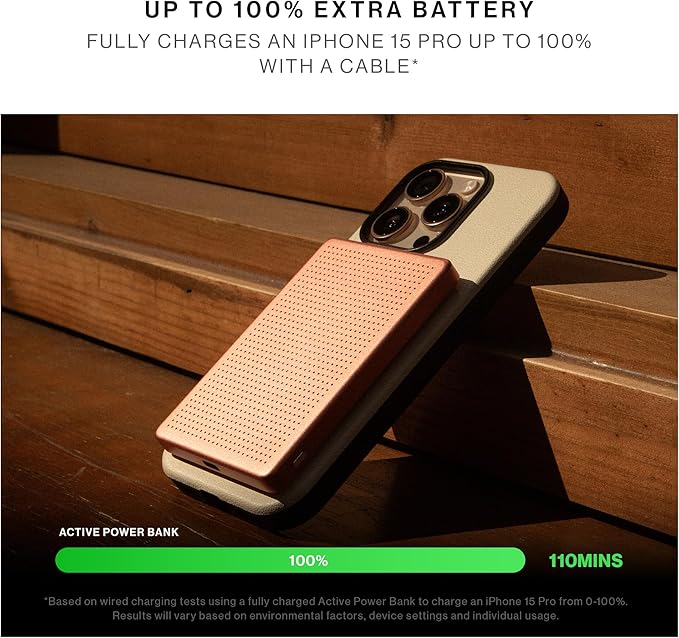 Native Union Active Power Bank | Magnetic - MagSafe Compatible 5000mAh 15W Portable Charger - USB-C Cable Included - Compatible with iPhone Air, 17, 17 Pro Max, 17e, AirPods Pro 3 & More (Black)