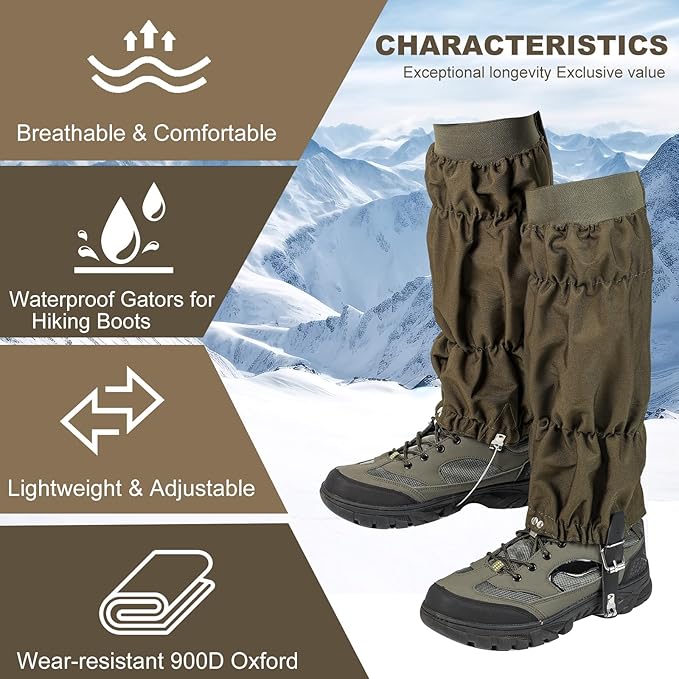 Snake Gaiters for Men Women Adjustable Waterproof Gators for Hiking Boots Lightweight Hunting Snake Guards for Lower Legs Snake Bite Proof Leggings Chaps